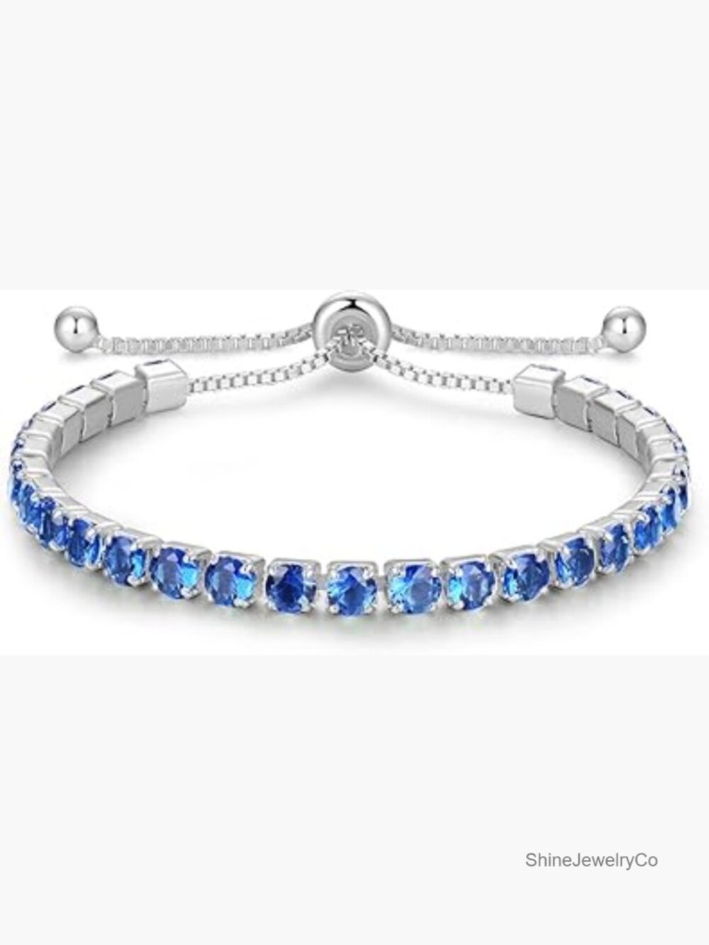 Sterling Silver Birthstone Tennis Bracelet Women Adjustable 4mm Bolo Bracelet